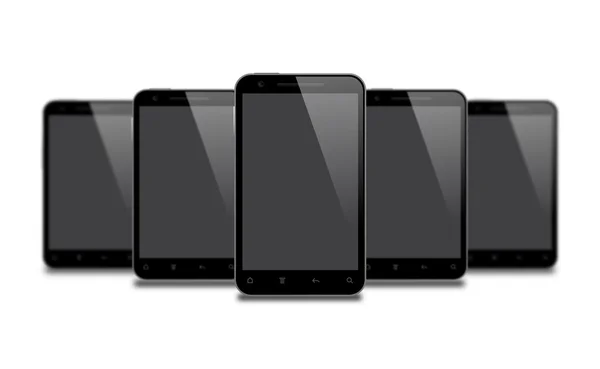 Five Smart Phones Isolated on White — Stock Photo, Image