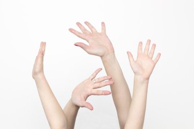 beyaz izole kabarık eller