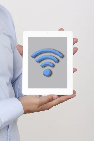 Икона Wifi на планшете — стоковое фото