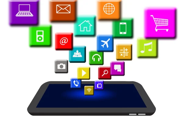 Utbyte apps med en digital tablet — Stockfoto