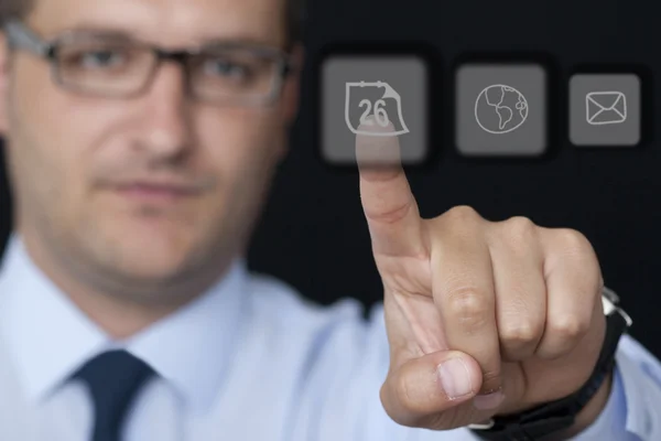 Touching the Glass Button — Stock Photo, Image