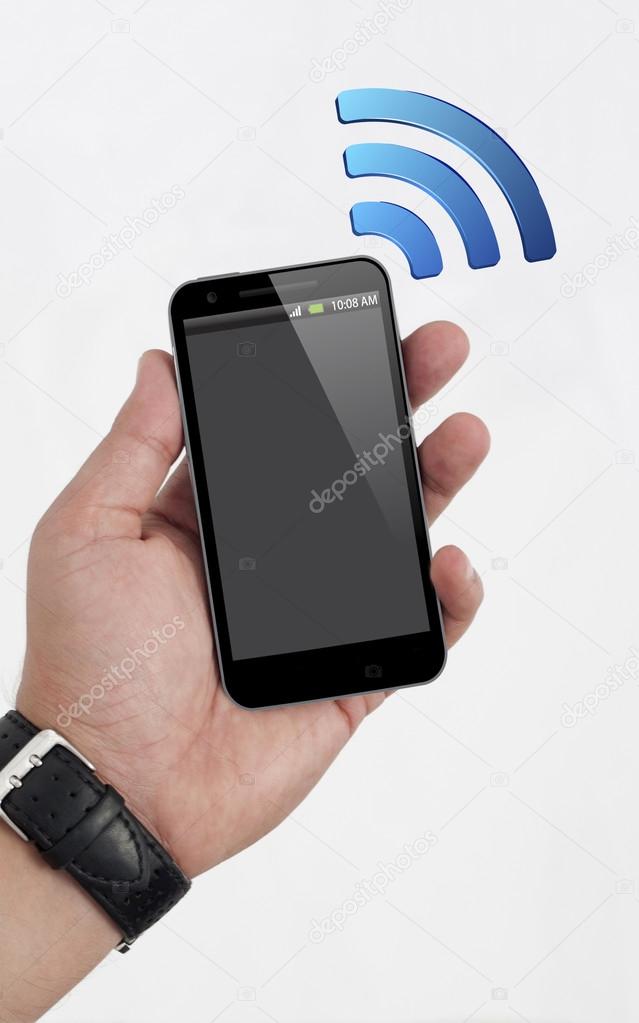 Wifi on Mobile Phone in the Human Hand