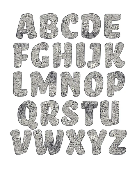 Lettersalphabet, harfler desenle doldurulmuş hali — Stok Vektör