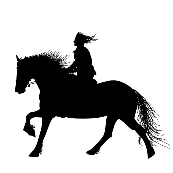 Horse rider geïsoleerde silhouet — Stockvector