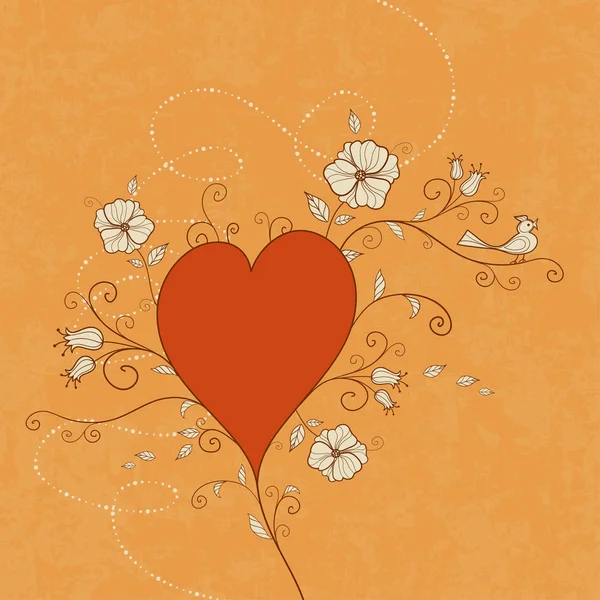 Corazón flores diseño — Archivo Imágenes Vectoriales