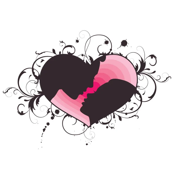 Bannière d'amour avec baiser — Image vectorielle