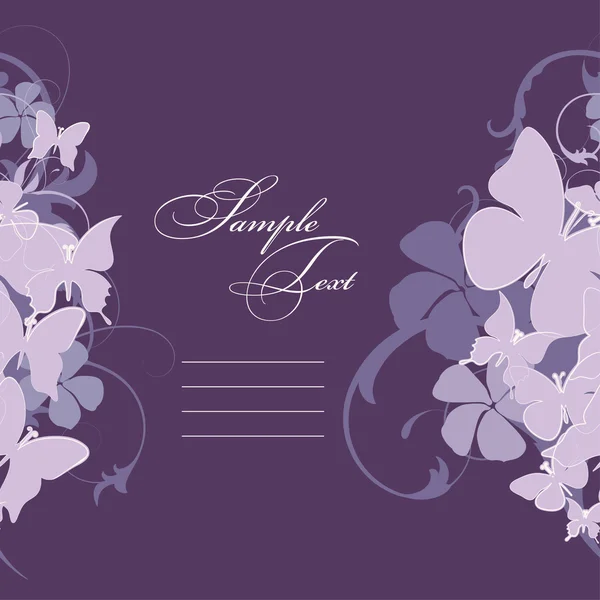 Tarjeta de flores y mariposas — Vector de stock