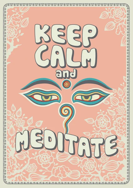 Keep calm and meditate — Stock Vector