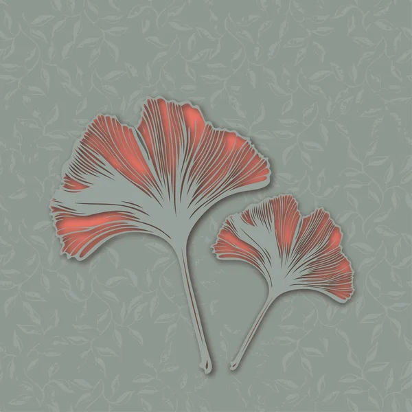 Par de hojas de ginkgo — Vector de stock