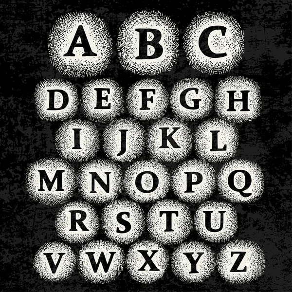 Alphabet texturé dessiné à la main — Image vectorielle