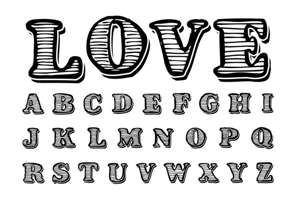 Alphabet texturé dessiné à la main — Image vectorielle