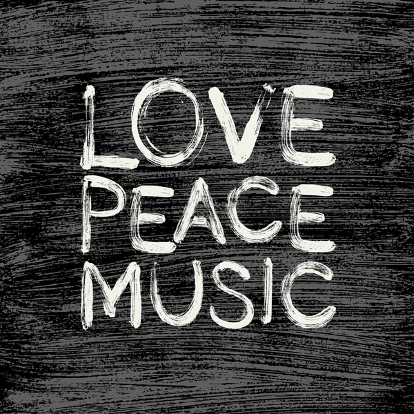 Cartel de música Love peace — Vector de stock