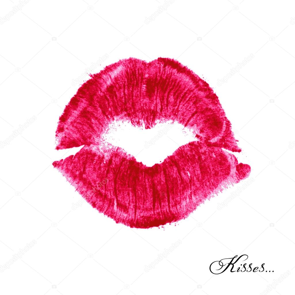 Realistic lipstick kiss