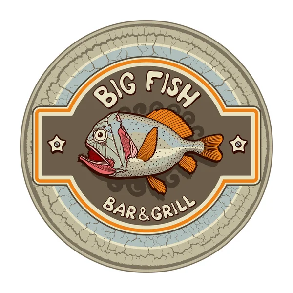 Panneau bar avec poisson — Image vectorielle