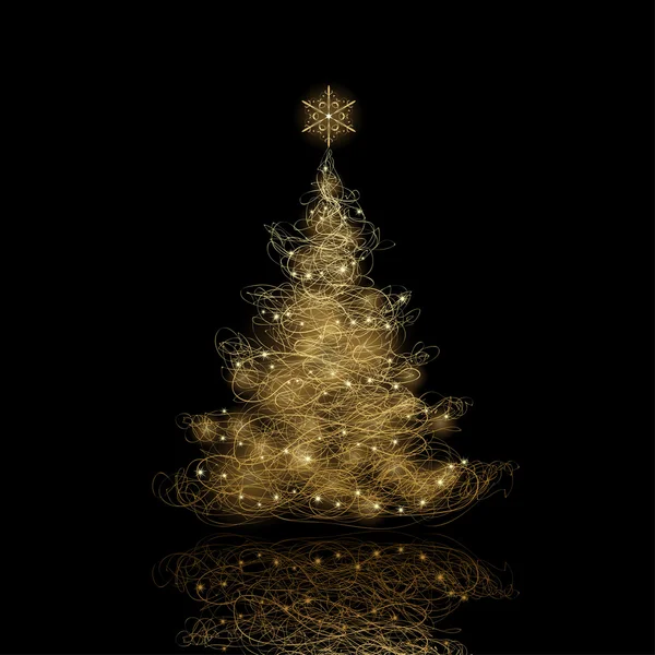 Gouden kerstboom — Stockvector