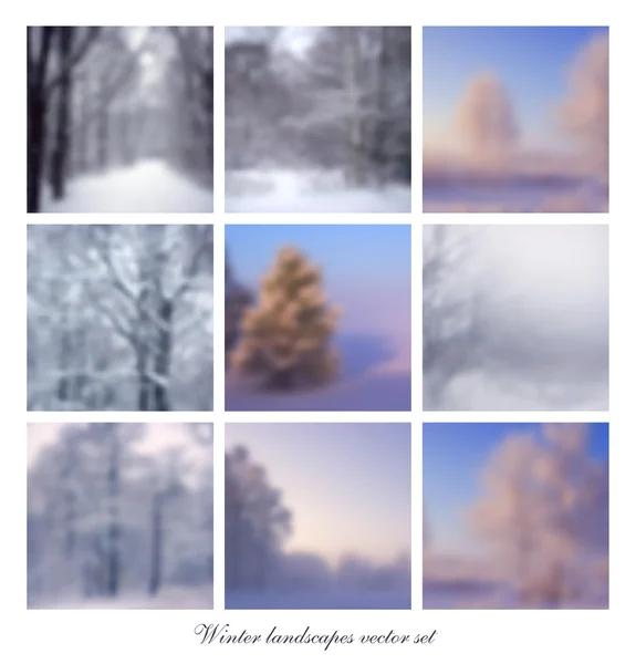 Blurry paisajes de invierno conjunto — Vector de stock