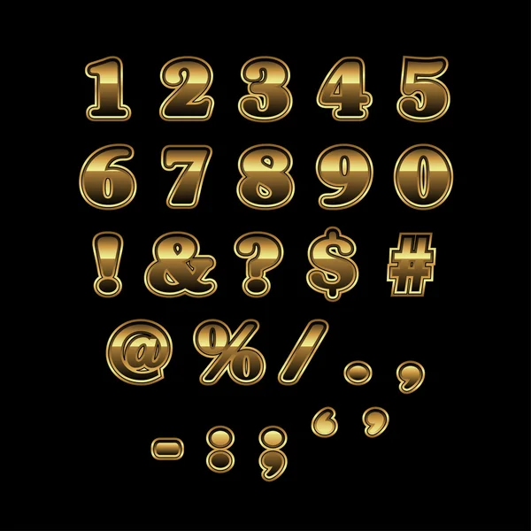 Golden numbers on black — Stock Vector