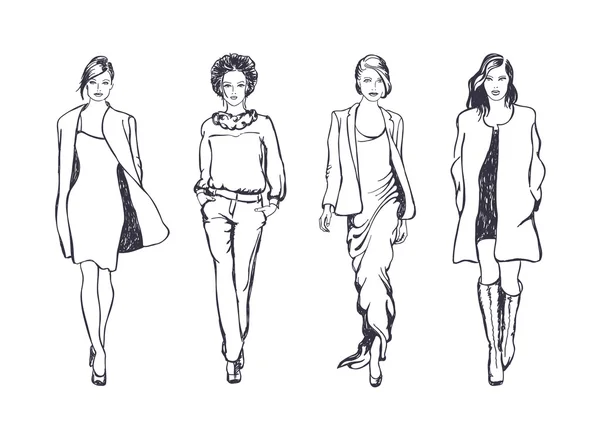 Modèles de mode femmes — Image vectorielle