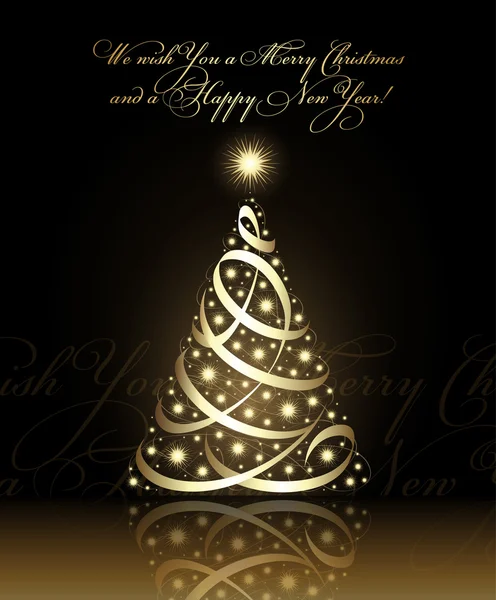 Cartão de ano novo com árvore de natal —  Vetores de Stock