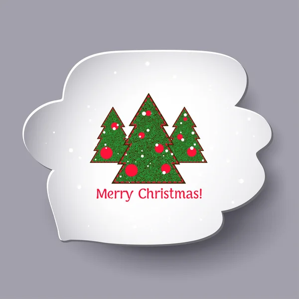 Merry Christmas trees in speech bubble — Stock Vector