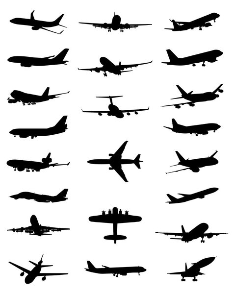 silhouettes of aircrafts