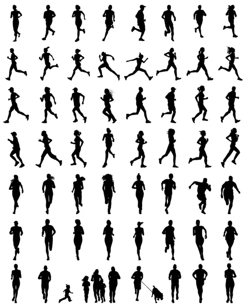 Silhouettes de coureurs — Image vectorielle