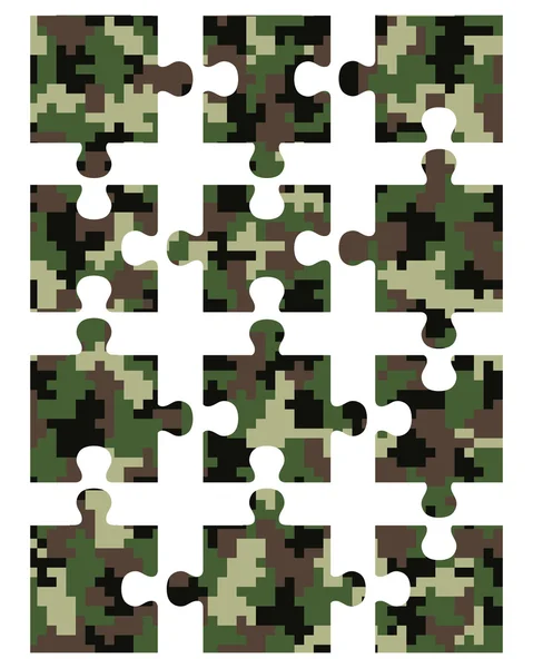 Puzzle camuflaje sin costuras — Vector de stock