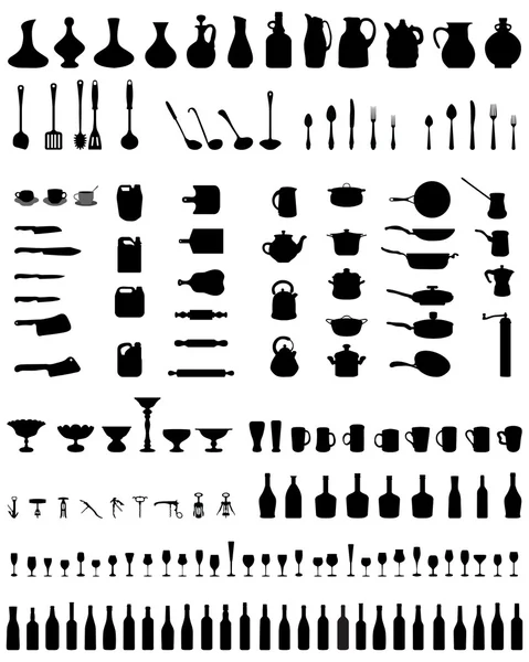 Siluetas de utensilios de cocina — Archivo Imágenes Vectoriales