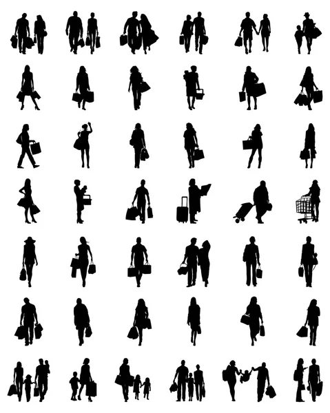 Silhouettes de shopping — Image vectorielle