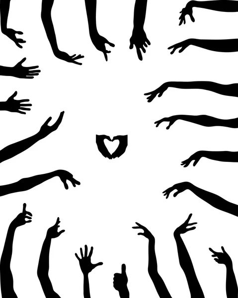 Silhouettes de mains — Image vectorielle