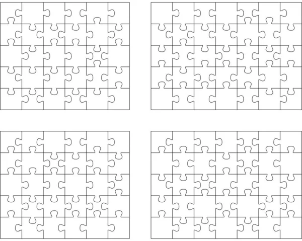 Illustration Quatre Puzzles Blancs Différents Pièces Séparées — Image vectorielle