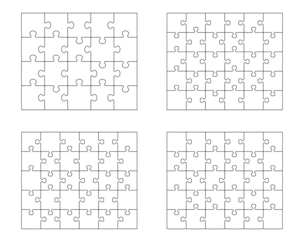 Illustration Quatre Puzzles Blancs Différents Pièces Séparées — Image vectorielle