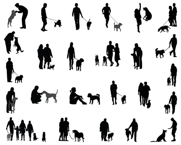 People with dog — Stock Vector