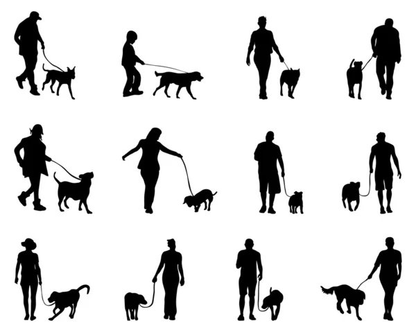 Personas y perros — Vector de stock