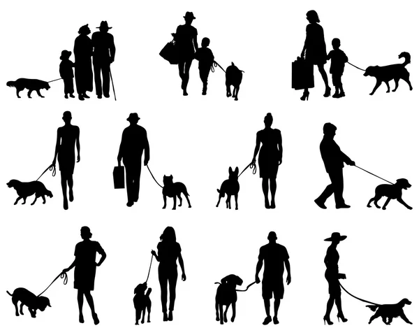 Люди з собаками — стоковий вектор