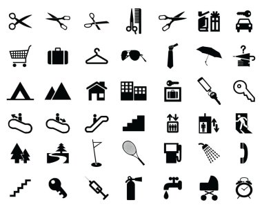 Beyaz arkaplanda farklı web simgeleri kümesi