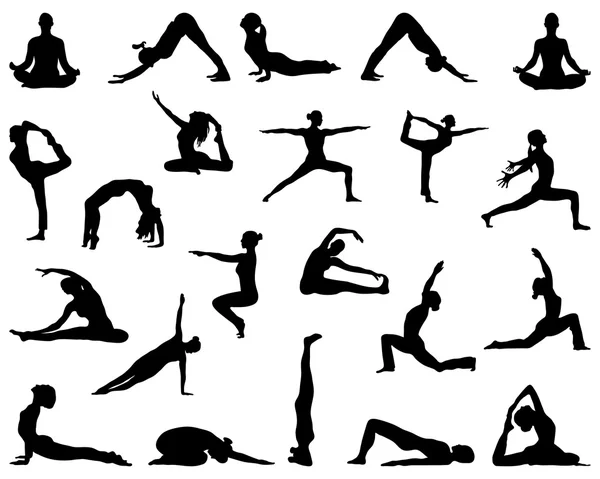 Silhouettes de yoga — Image vectorielle