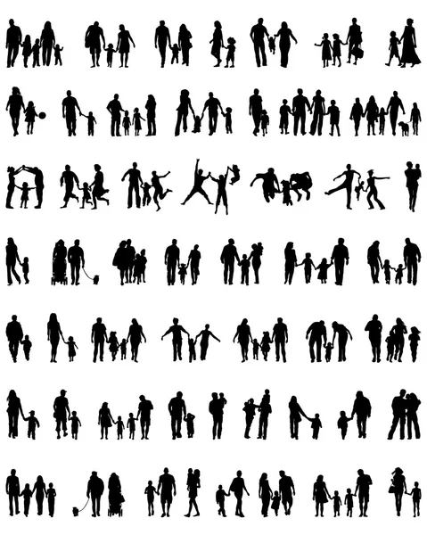 Silhouettes de familles — Image vectorielle