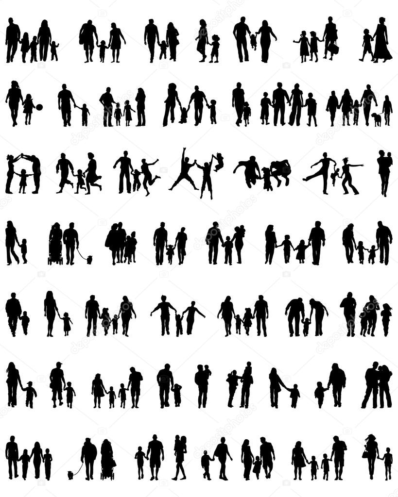 silhouettes of families