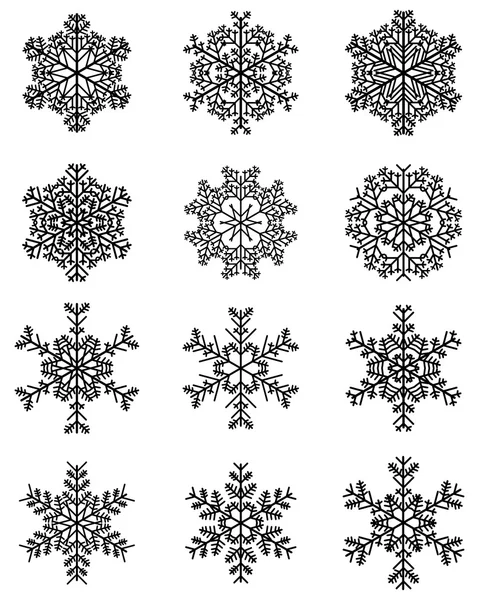 Vecteur de flocons de neige noirs — Image vectorielle