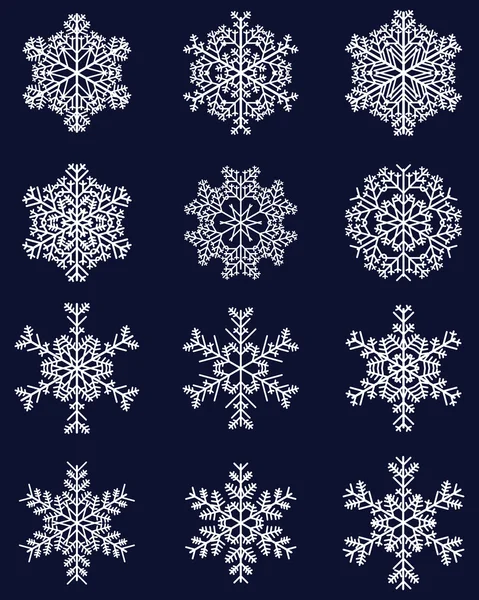 Blanco copos de nieve vector — Vector de stock