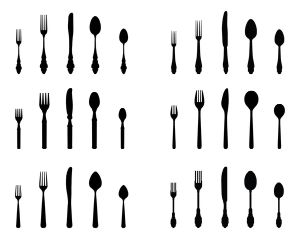 餐具的剪影 — 图库矢量图片