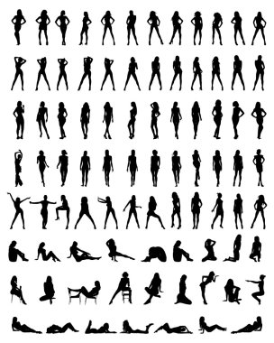 silhouettes of girls clipart