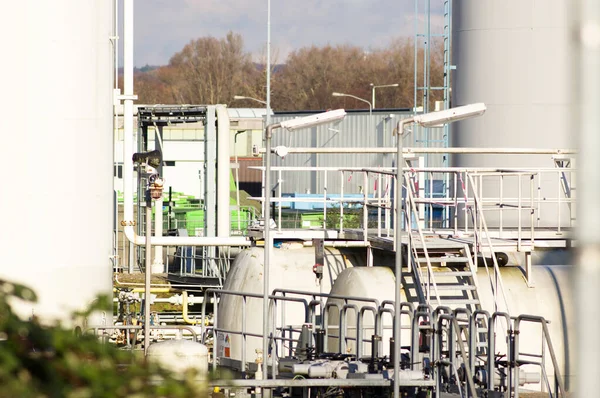 Closeup of a industrial installation of a petrol and oil storage location in Arnhem, Netherlands