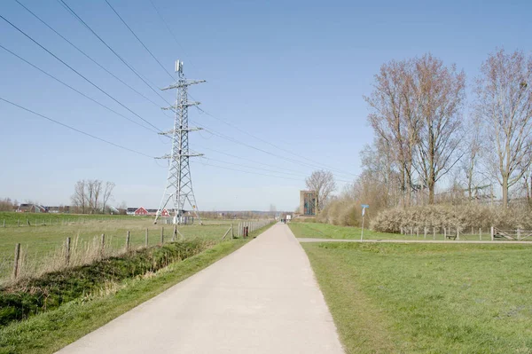 Elektrický Sloupek Pro Přepravu Elektřiny Kabely Rozvodny Arnhemu Nizozemsku — Stock fotografie