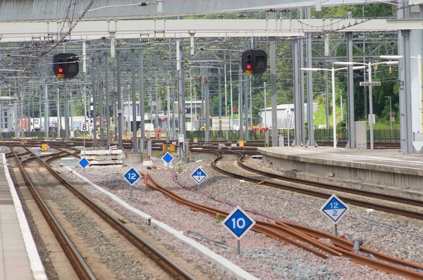 Viele Bahngleise Bahnhof Arnheim Den Niederlanden — Stockfoto