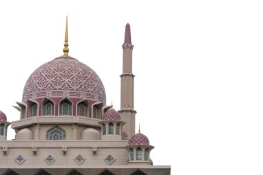 Putrajaya Camii bakış beyaz arka plan ile kapatmak