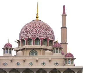 Putrajaya Camii bakış beyaz arka plan ile kapatmak