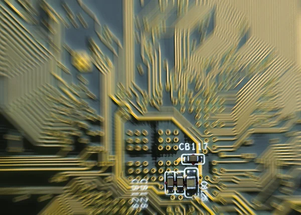 Background of printed circuit board with motion blur — Stock Photo, Image