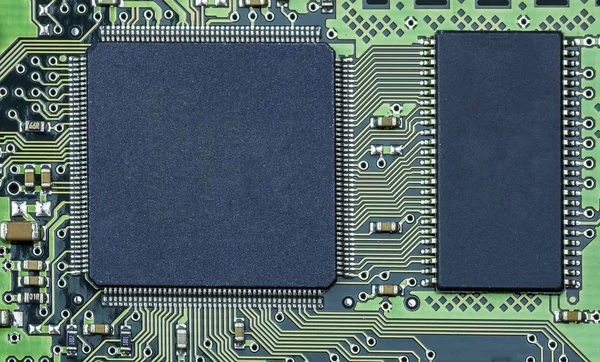 Microchips en placa de circuito Imagen De Stock